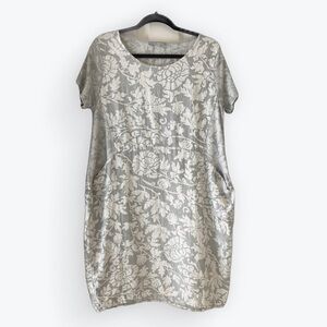 LV Clothing Made in Italy Indie Linen Dress Light Gray M